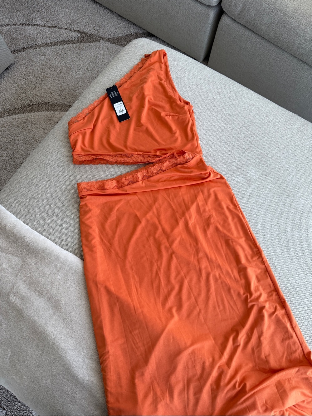 BRAND NEW One-Shoulder Cut out  Orange Maxi Dress